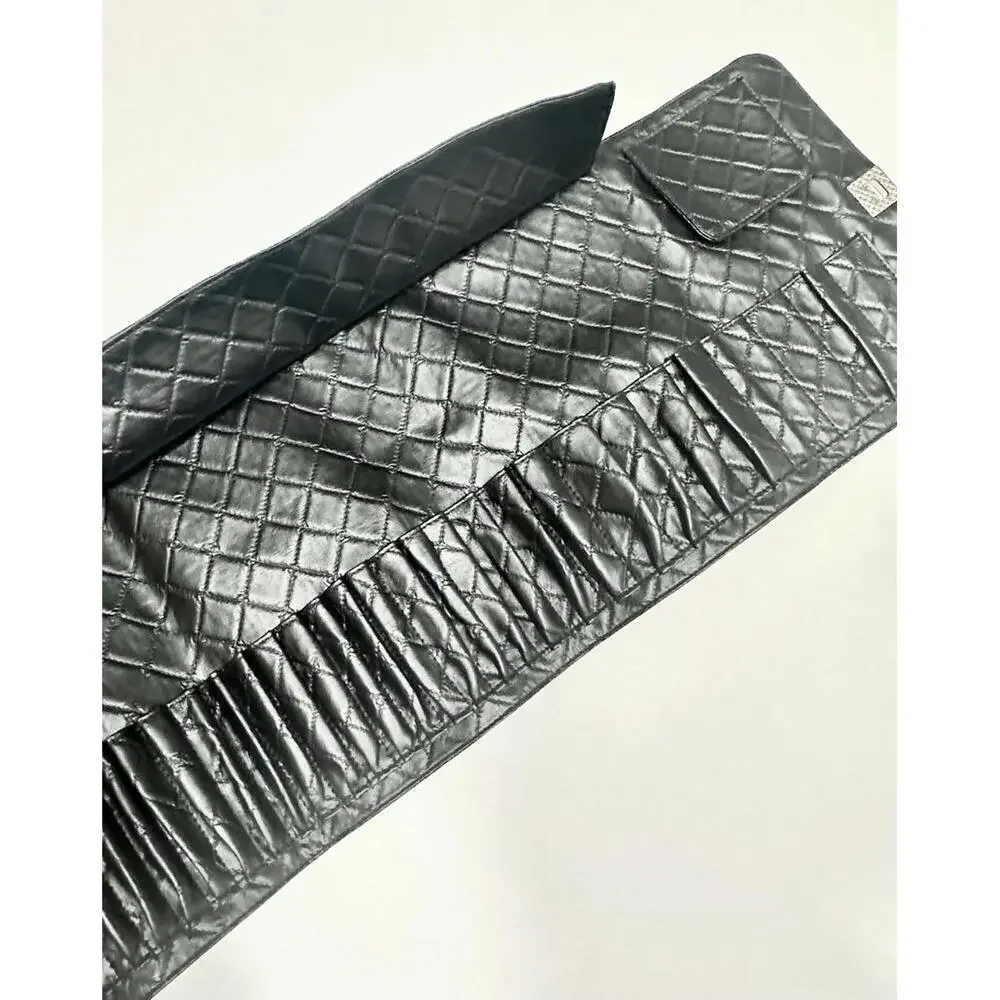 BH Cosmetics Women's Black Leather Clutch Makeup Brush Roll Bag
